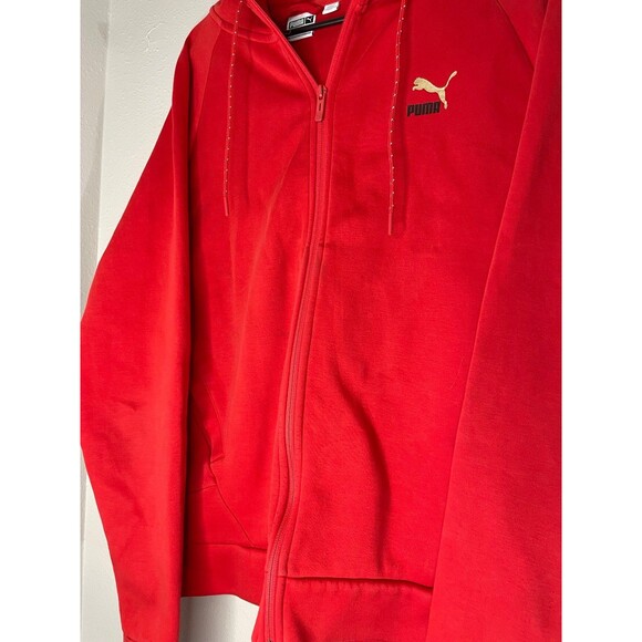 PUMA Tech Full Zip Hoodie - Red Size L - Picture 3 of 8